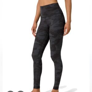 Lulu Black Camouflage Fast and Free Leggings